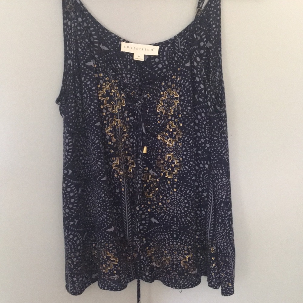 Boho tie front tank top blouse